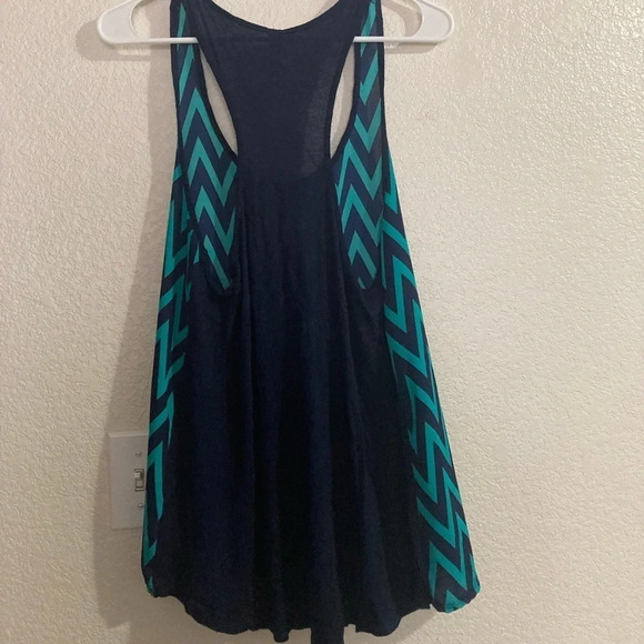 Bella D Blue and Navy Chevron Dressy Tank Top - Picture 3 of 3